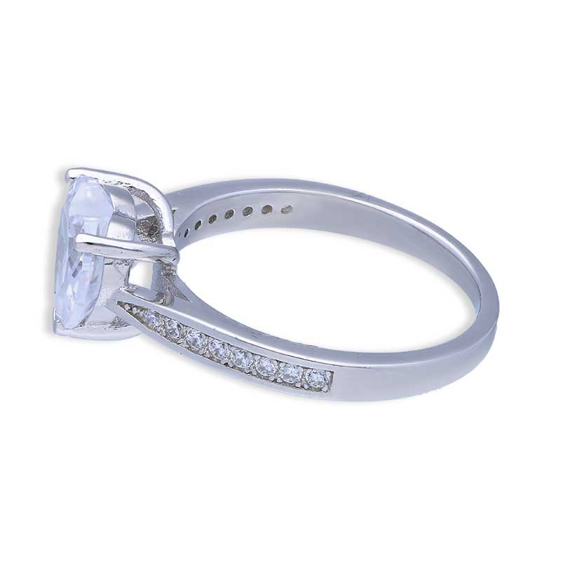 Sterling Silver 925 Heart Shaped Solitaire Ring - FKJRNSLU2074