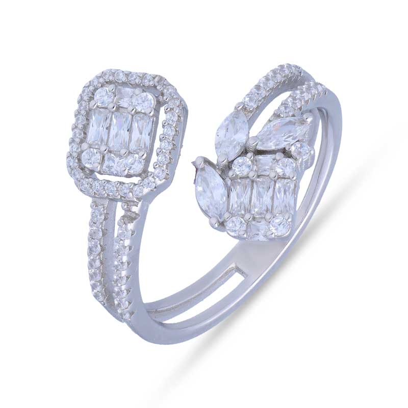 خاتم فضة إسترليني ٩٢٥ على شكل ورقة - FKJRNSLU925