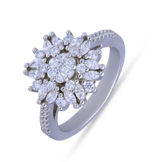 Sterling Silver 925 Flower Shaped Ring - FKJRNSLU2079