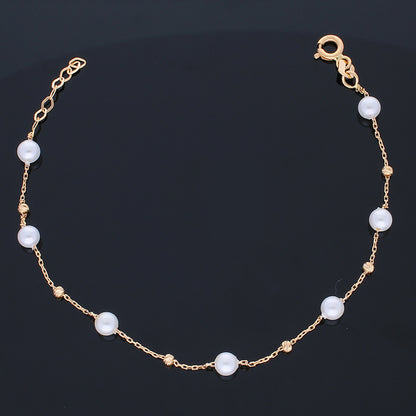 Gold Pearls Bracelet 21KT - FKJBRL21KU1012