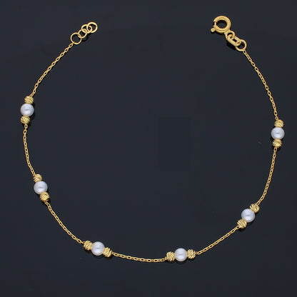 Gold Pearls Bracelet 21KT - FKJBRL21KU1013