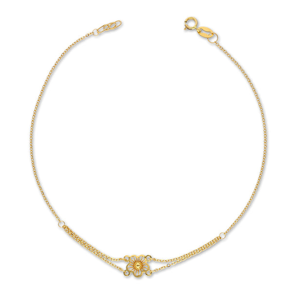 Gold Flower Bracelet 21KT - FKJBRL21KU1018