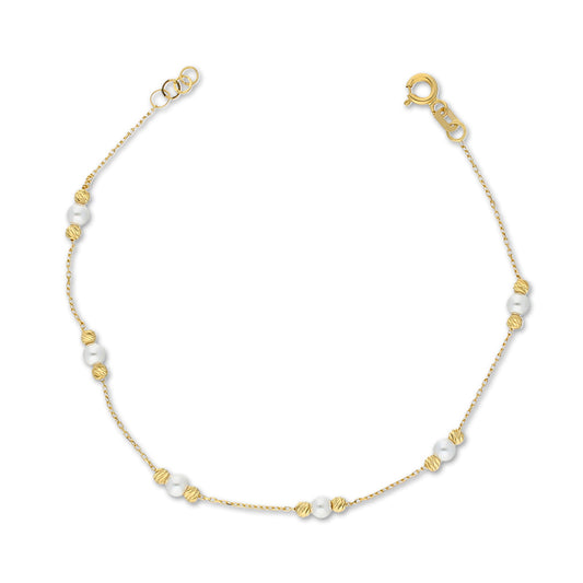 Gold Pearls Bracelet 21KT - FKJBRL21KU1013