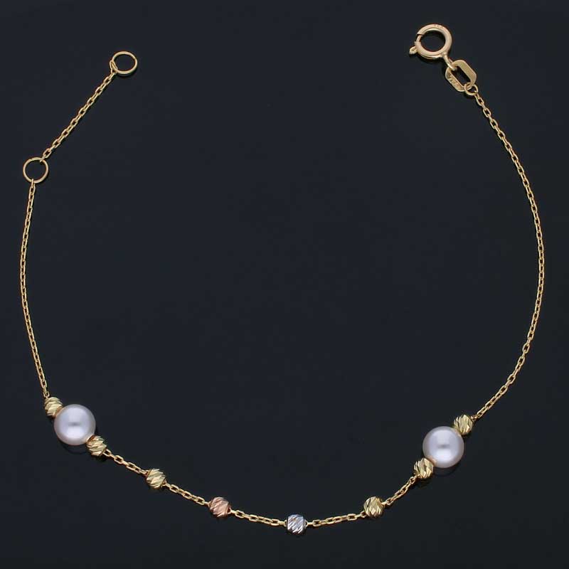 Gold Pearls with Beads Bracelet 18KT - FKJBRL18KU1003