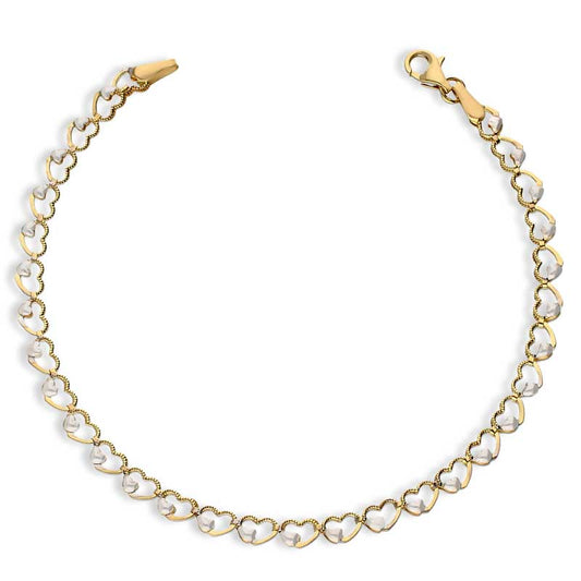 Gold Hearts with Pearls Bracelet 18KT - FKJBRL18KU1004