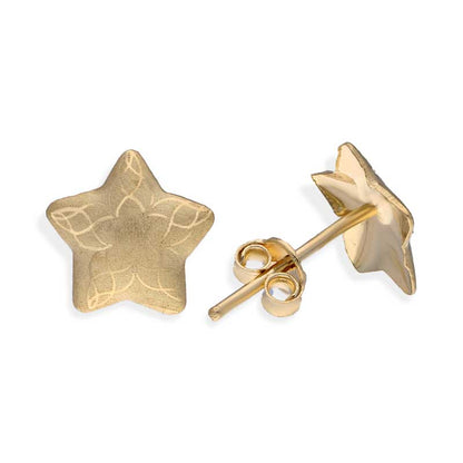 Gold Star Shaped Stud Earrings 18KT - FKJERN18KU3027