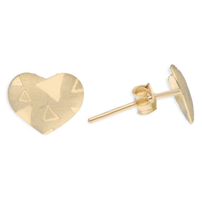 Gold Heart Shaped Stud Earrings 18KT - FKJERN18KU3034