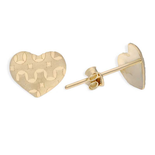 Gold Heart Shaped Stud Earrings 18KT - FKJERN18KU3035