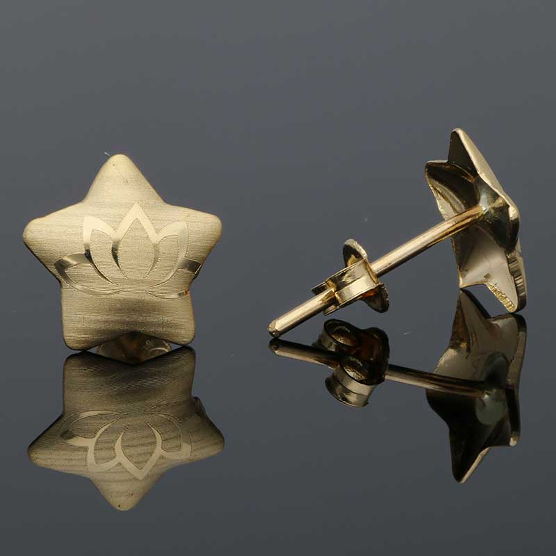 Gold Star Shaped Stud Earrings 18KT - FKJERN18KU3030