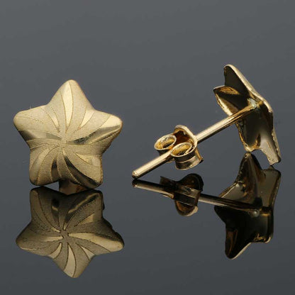 Gold Star Shaped Stud Earrings 18KT - FKJERN18KU3031