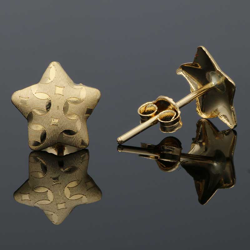 أقراط ذهبية على شكل نجمة 18 قيراط - FKJERN18KU3028