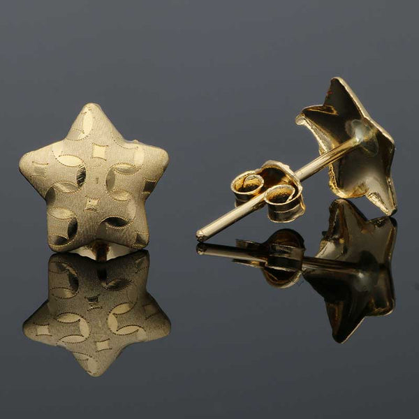 Gold Star Shaped Stud Earrings 18KT - FKJERN18KU3028