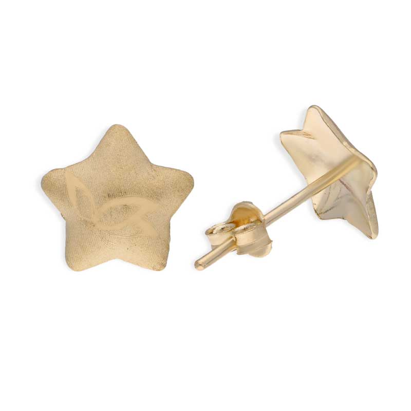 Gold Star Shaped Stud Earrings 18KT - FKJERN18KU3029