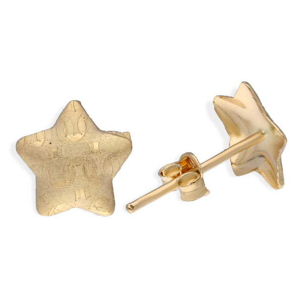 Gold Star Shaped Stud Earrings 18KT - FKJERN18KU3028