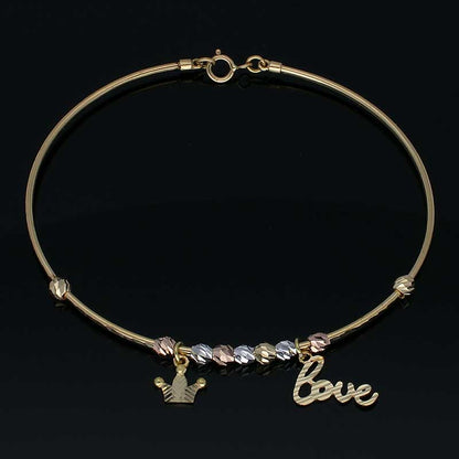 Gold Hanging Crown and Love Bangle in 18KT - FKJBNG18KU2010