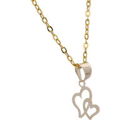 Gold Necklace (Chain with Twin Hearts Pendant) 18KT - FKJNKL18KU1056
