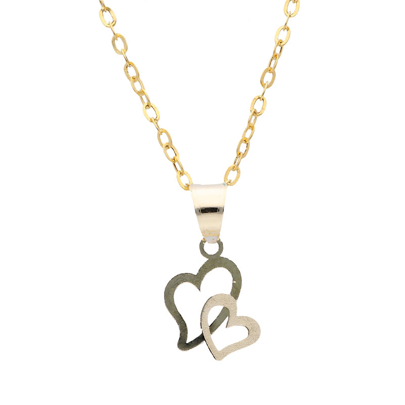 Gold Necklace (Chain with Twin Hearts Pendant) 18KT - FKJNKL18KU1056