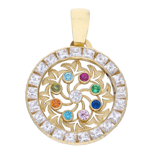 Gold Round Shaped Pendant 18KT - FKJPND18KU1074