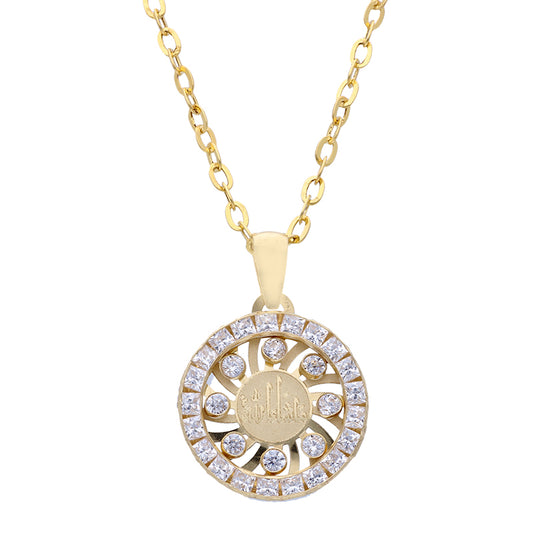 Gold Necklace (Chain with Round Shaped Mashallah Pendant) 18KT - FKJNKL18KU1079