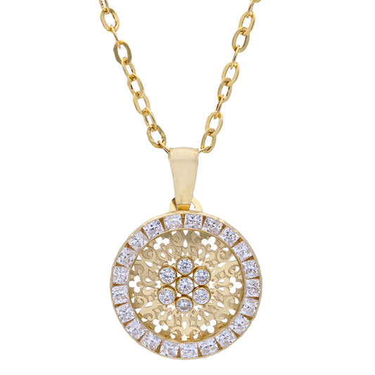 Gold Necklace (Chain with Round Shaped Pendant) 18KT - FKJNKL18KU1081