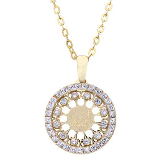 Gold Necklace (Chain with Round Shaped Allah Pendant) 18KT - FKJNKL18KU1077