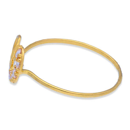 خاتم سوليتير من الذهب على شكل قلبين ملتويين 18 قيراط - FKJRN18KU2006