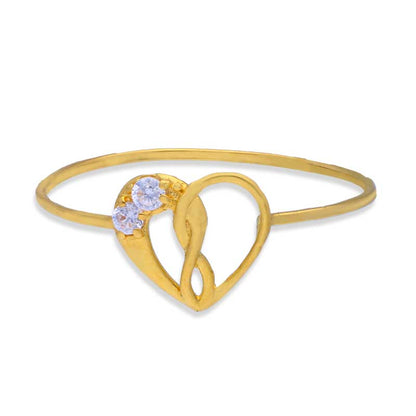 Gold Heart Shaped With Solitaire Ring 18KT - FKJRN18KU2007
