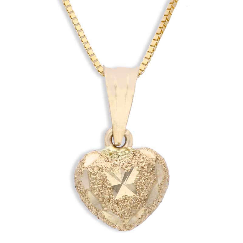 Gold Heart Shaped Pendant Set (Necklace and Earrings) 18KT - FKJNKLST18KU2007