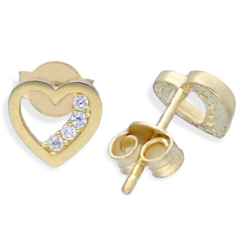 Gold Heart Shaped Pendant Set (Necklace and Earrings) 18KT - FKJNKLST18KU2017