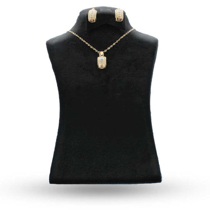 Trio Tone Gold Pendant Set (Necklace and Earrings) 18KT - FKJNKLST18KU2012