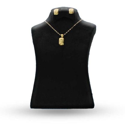 Gold Pendant Set (Necklace and Earrings) 18KT - FKJNKLST18KU2013