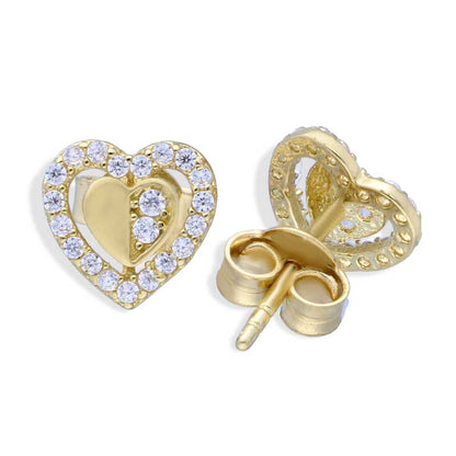Gold Heart Shaped Pendant Set (Necklace and Earrings) 18KT - FKJNKLST18KU2018