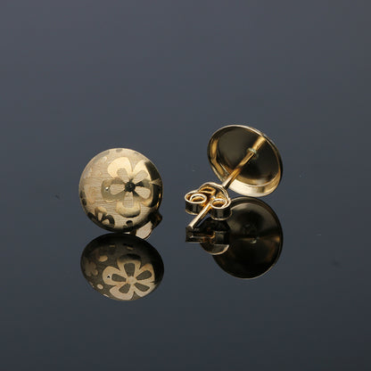 Gold Round Shaped Stud Earrings 18KT - FKJERN18KU3047