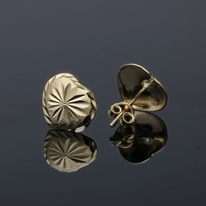Gold Heart Shaped Stud Earrings 18KT - FKJERN18KU3048