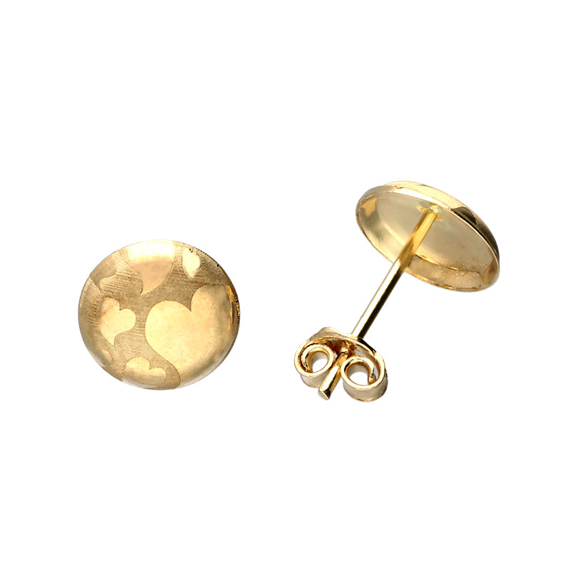 Gold Round Shaped Stud Earrings 18KT - FKJERN18KU3037