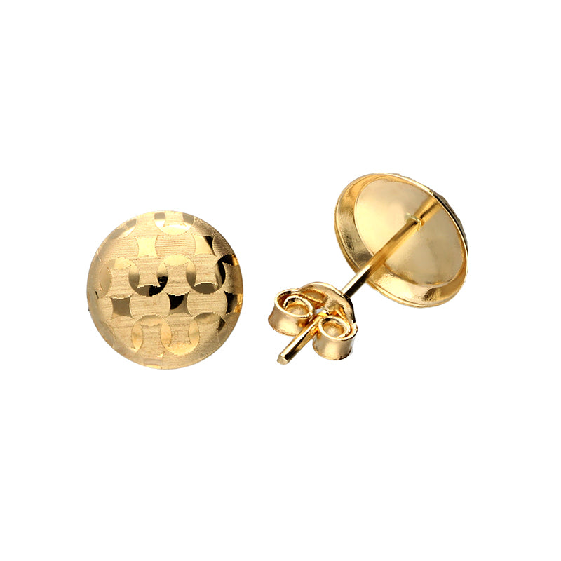 Gold Round Shaped Stud Earrings 18KT - FKJERN18KU3038