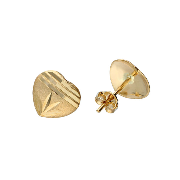 Gold Heart Shaped Stud Earrings 18KT - FKJERN18KU3039