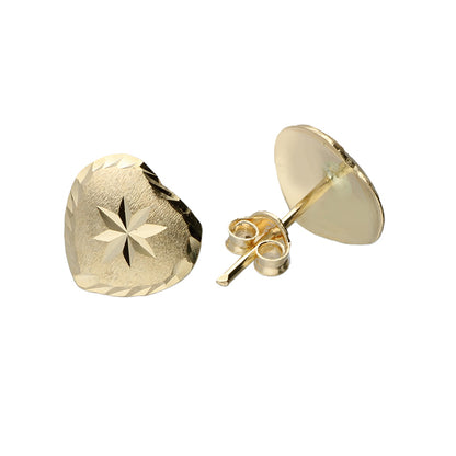 Gold Heart Shaped Stud Earrings 18KT - FKJERN18KU3040