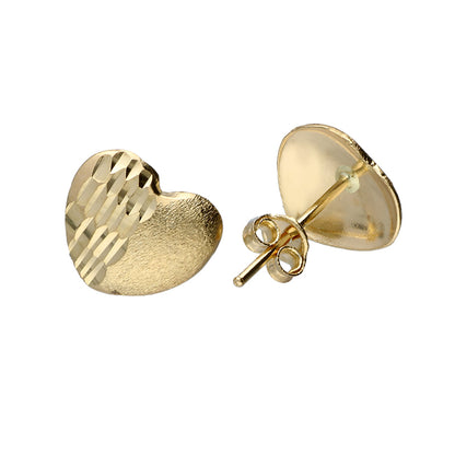 Gold Heart Shaped Stud Earrings 18KT - FKJERN18KU3041