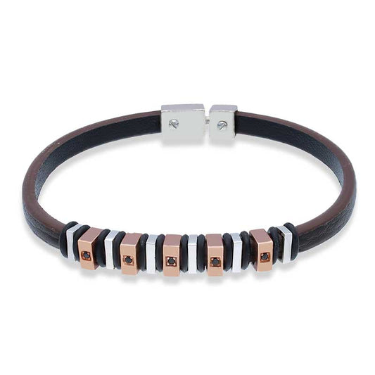 Sterling Silver 925 Leather Bracelet - FKJBRLSLU1114