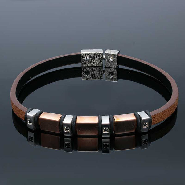 Sterling Silver 925 Leather Bracelet - FKJBRLSLU1112