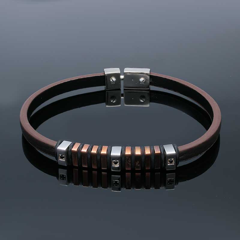 Sterling Silver 925 Leather Bracelet - FKJBRLSLU1111