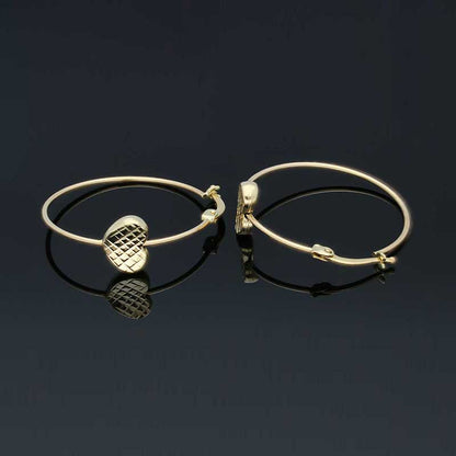 Gold Heart Shaped Clip on Hoop Earrings 18KT - FKJERN18KU3130