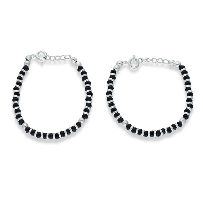 Sterling Silver 925 Black Beads Nazariya Baby Bracelet - FKJBRLSLU1115