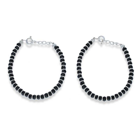 Sterling Silver 925 Black Beads Nazariya Baby Bracelet - FKJBRLSLU1117