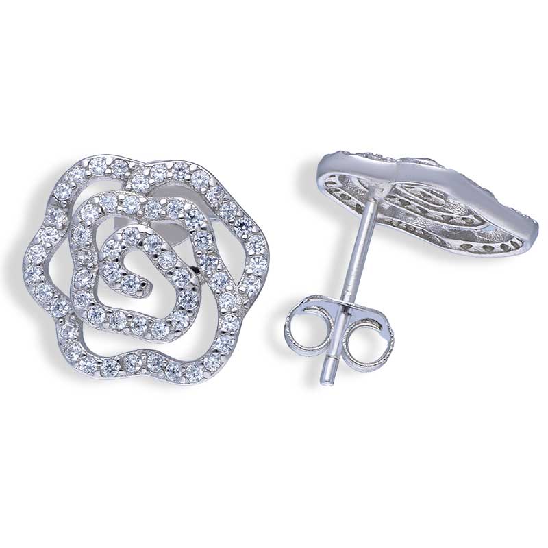 أقراط فضة إسترليني عيار ٩٢٥ على شكل وردة - FKJERNSLU925