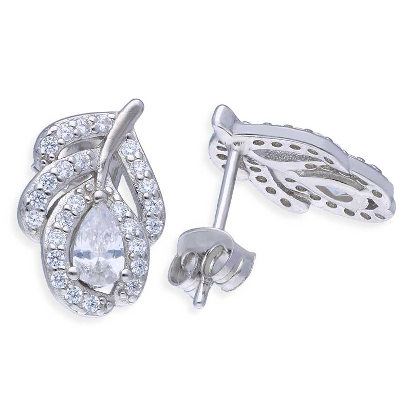 أقراط فضة إسترليني ٩٢٥ على شكل ورقة - FKJERNSLU925