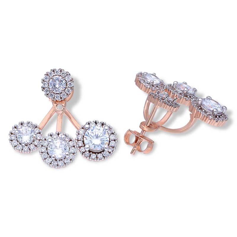 أقراط فضة استرلينية 925 مطلية بالذهب الوردي - FKJERNSLU3154