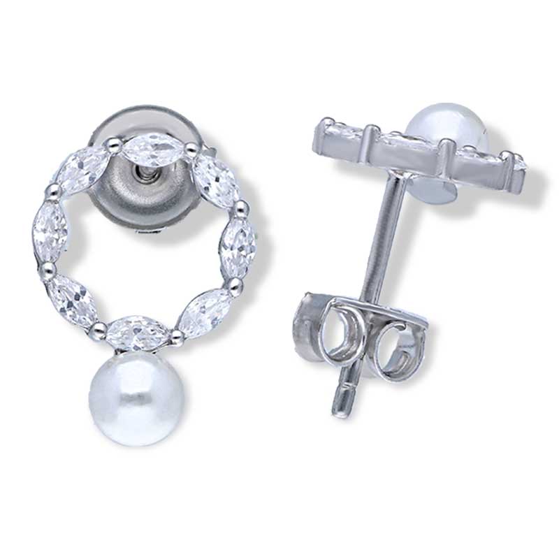 أقراط فضة إسترليني عيار ٩٢٥ من اللؤلؤ - FKJERNSLU925