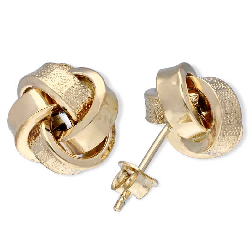 Gold Knot Pendant Set (Necklace and Earrings) 18KT - FKJNKLST18KU2036